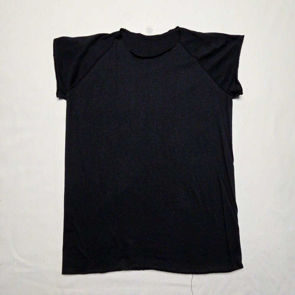 Vintage Blank Shirt Bantam Raglan Cap Sleeve Black USA Large Warm Up Tee 80s